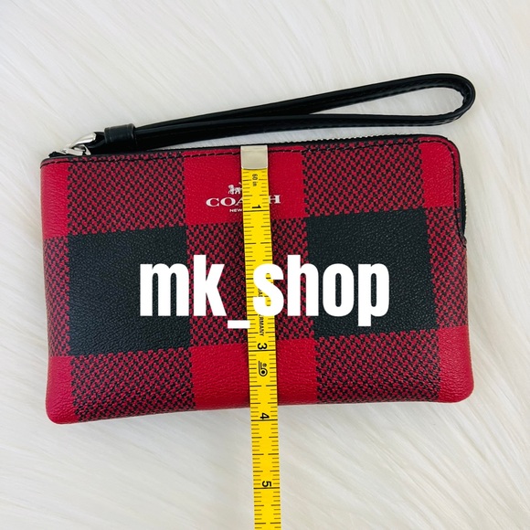 COACH Buffalo Plaid Corner Zip Wristlet - Picture 10 of 14